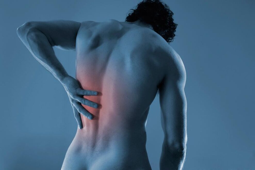 back pain with picture of thoracic osteochondrosis 2